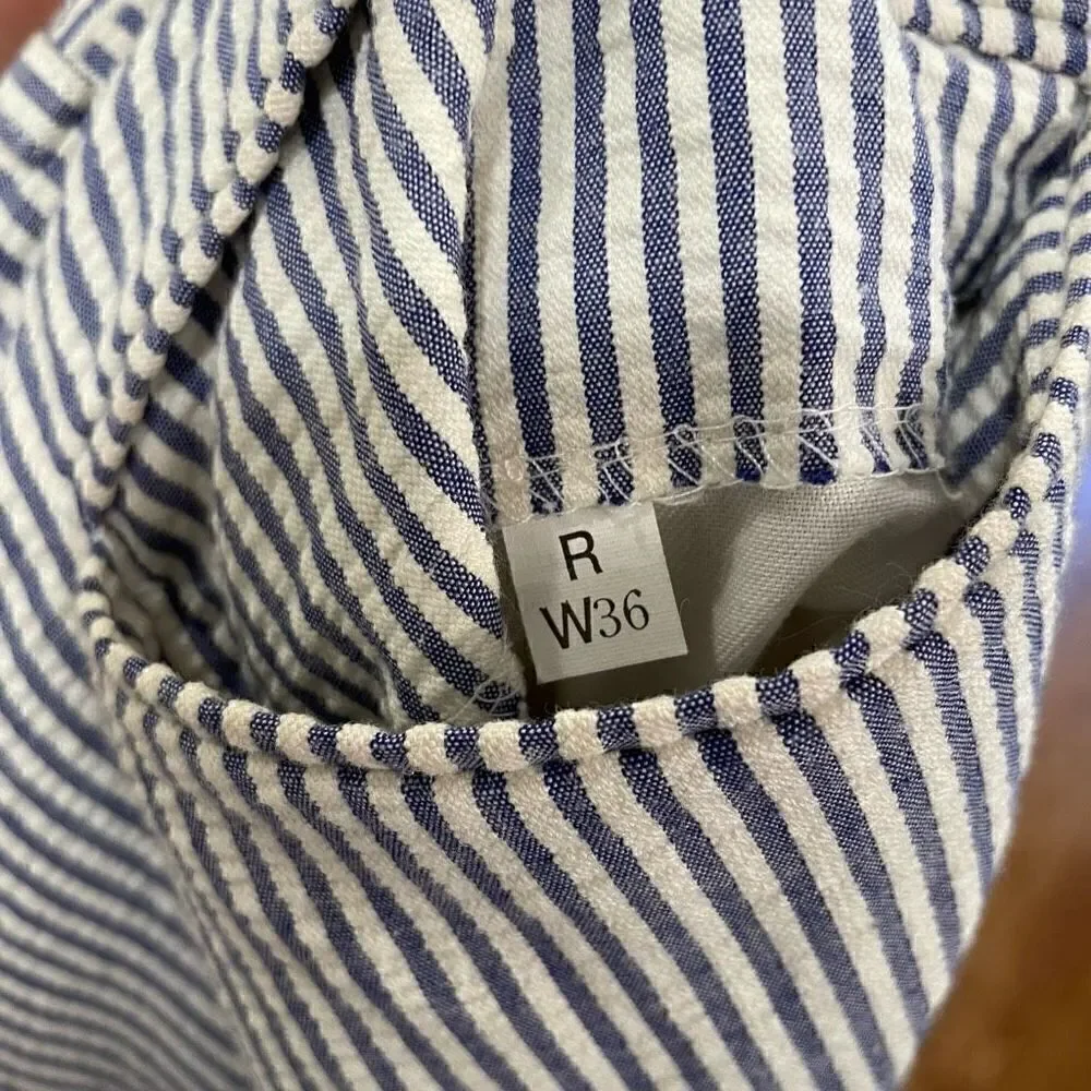 Vintage Men’s Pants Chinos Blue White Seersucker 36W/29L FLAWED